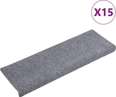 Image de vidaXL Tapis de sol Autoadhésif 15 pièces 65x21x4 cm Gris clair Bord rectangulaire