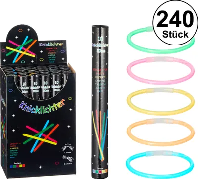 Produktbild von 24x Knicklichter 10er Set, 20cm , in Röhe, Party, Neon, Deko, Leuchtstab, Anhänger, Disco