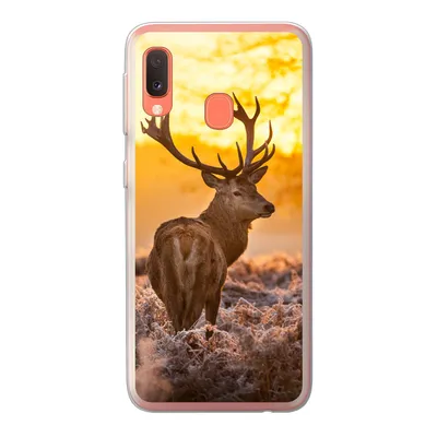 Produktbild von MuchoWow® Handyhülle Schutzhülle Hülle für Samsung Galaxy A20e Hirsche - Tiere - Sonnenuntergang - Winter - Heidekraut - Natur Silikon Softcase Handy Hülle - Abdeckung