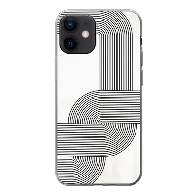 Produktbild von MuchoWow® Handyhülle Schutzhülle Hülle für iPhone 12 Kunst - Schwarz - Weiß - Linie Silikon Softcase Handy Hülle - Schutzhülle