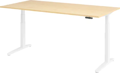 Produktbild von bümö Schreibtisch elektrisch XBHM - Nachbildung Ahorn, Größe:  200 x 100 cm, Gestell: Weiß