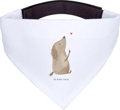 Produktbild von Mr. & Mrs. Panda Hunde-Halstuch Hund Liebe - Weiß - Geschenk, Hunde, Halstuch Für, Sprüche, Herz, Hundehalstuch