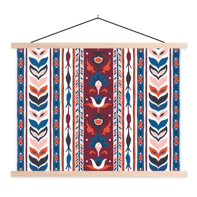 Produktbild von MuchoWow® Textilposter Blumen - Muster - Pflanzen - Abstrakt - Minimalismus 60x45 cm mit holzfarbenen Rahmen - Bild