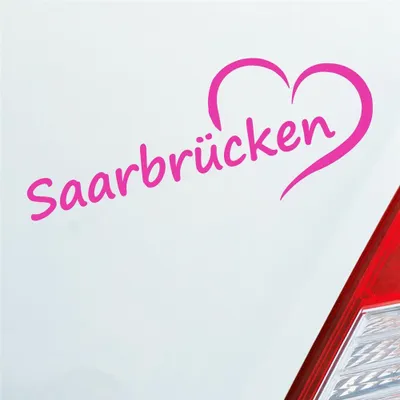 Produktbild von Auto Aufkleber Saarbrücken Herz Stadt City Liebe Love 20x8 cm Pink Sticker Heckscheibenaufkleber