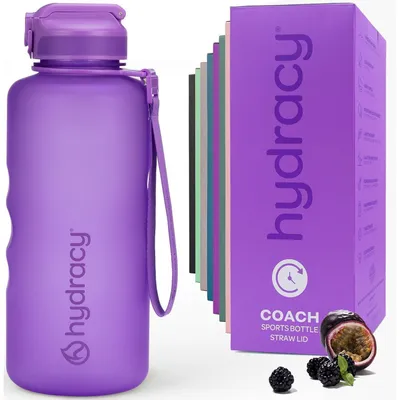 Produktbild von Trinkflasche mit Strohhalm und Zeitmarkierung 2L Berry Blue BPA-frei auslaufsicher Tritan