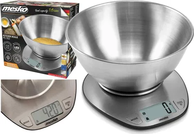 Produktbild von Mesko Home MS 3152, Elektronische Küchenwaage, 5 kg, 1 g, Edelstahl, Edelstahl, Arbeitsplatte