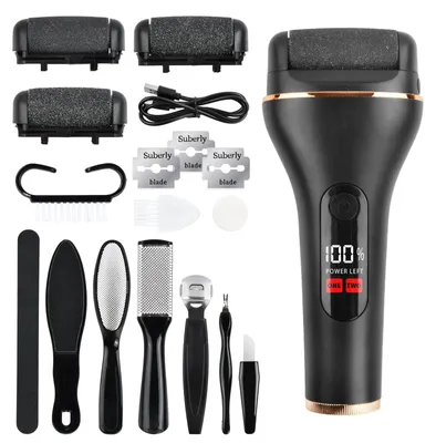Produktbild von Hornhautentferner Elektrisch, Hornhaut Entfernen Fuß mit 2 Gänge, IPX7 Wasserdicht Hornhautraspel Füße, Callus Remover, Fußpflegegerät Pediküre Set für Rissige Fersen Abgestorbener (Schwarz)