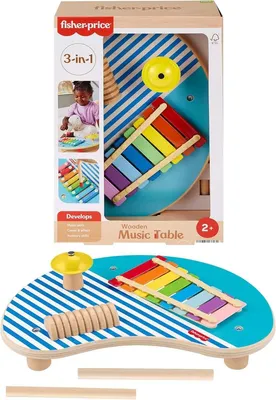 Productafbeelding van Houten muziektafel met 3 percussie-instrumenten