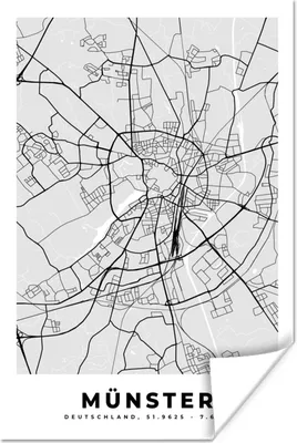 Produktbild von MuchoWow® Poster Karte - Deutschland - Münster - Karte - Stadtplan 120x180 cm - Kunstposter
