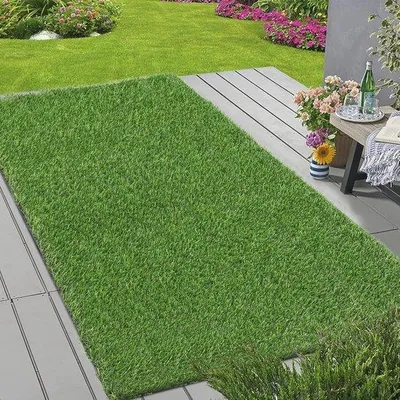 Obrázek produktu pro Umělý trávník 3 x 5 ft – opakovaně použitelné podložky s odvodňovacími otvory – umělá tráva pro venkovní i vnitřní použití