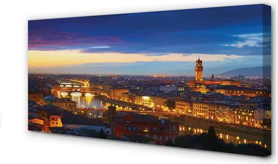 Produktbild von Leinwandbild 120x60 Wandkunst Italien Nacht-Panorama der Brücken