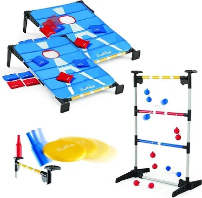 Imagen del producto de EastPoint Juego al aire libre 3 en 1: Cornhole, Ladderball y juego de romper botellas