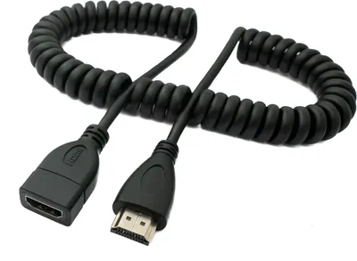 Immagine prodotto di SYSTEM-S Cavo HDMI 1.4 2 m standard da spina a presa a spirale in nero