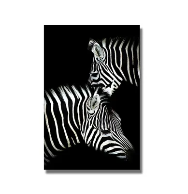 Produktbild von TPFLiving Kunstdruck LW-737 (OHNE RAHMEN) Poster - Leinwand - Wandbild - Hochauflösender Giclée-Druck, langlebig und hochwertig - Zwei verliebte Zebras in schwarz und weiß - Größe: 60x80cm