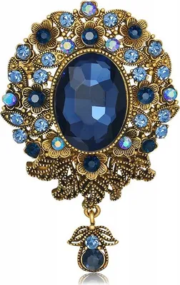 Immagine prodotto di PINETTI bella spilla barocca in oro antico con zirconi blu