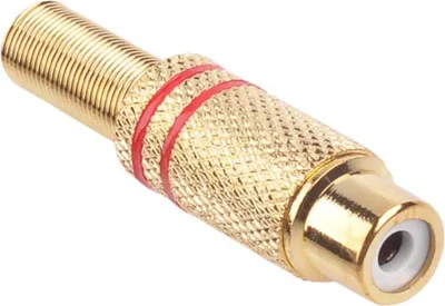 Image de Connecteur RCA plaqué or. 2 rubans rouges