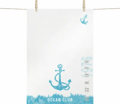 Produktbild von PPD Ocean Club Küchentuch, Küchen Tuch, Geschirrtuch, Baumwolle, Hellblau / Weiß, 68 x 48 cm, 1511858