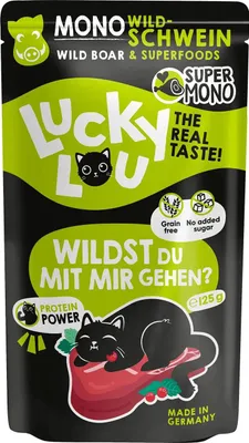 Produktbild von Lucky Lou SuperMono Wildschwein Katzenfutter Katzennassfutter Nassfutter Katze monoprotein