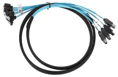 Image de Câble Mini SAS 4 SATA vers 4 SATA, droit ou coudé, 6 Gbps, anti-interférences, double blindage, 0,5 m / 1,6 ft