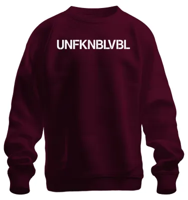 Productafbeelding van UNFKNBLVBL provocerend, sarcastisch, sweatshirt voor mannen en vrouwen, bordeauxrood, maat S