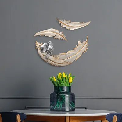 Produktbild von Evila Originals, Love Birds - 2, Dekoratives Wandaccessoire, 100 % POLYESTER, Creme, 41 x 4 x 21 cm