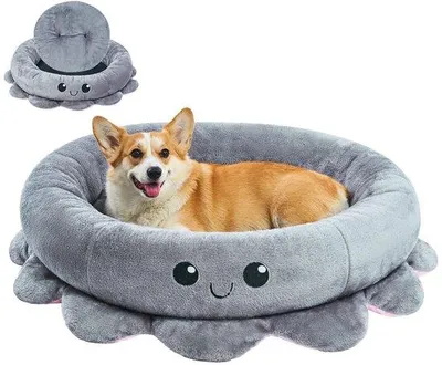Imagen del producto de Cama redonda para perros, de 91 cm de diámetro, color gris y lavable