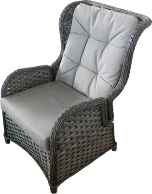 A single garden chair with cushions, isolated on a white background.