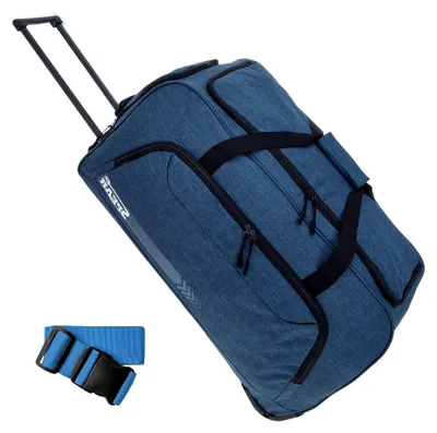 Produktbild von Trolley Reisetasche groß XXL Koffer 85 Liter, 68 cm Tasche Schultergurt Reisegepäck Rolltasche Damen Herren Gepäck Reise Trolly 910 + Koffergurt (Deep Blue (Dunkelblau))