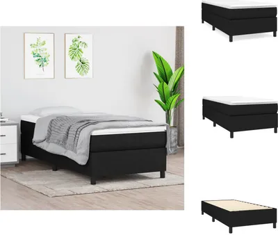 Image de vidaXL Lit Boxspring Noir 90x190 cm Tissu - Lits et Sommiers
