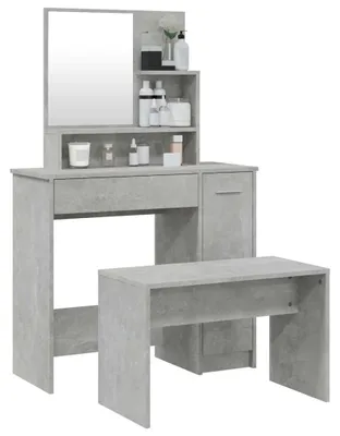 Produktbild von vidaXL Schminktisch-Set Betongrau 86,5x35x136 cm