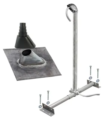 Produktbild von SkyRevolt Dachsparrenhalter Montageset Blei-Ziegel schwarz ALU-Mastkappe