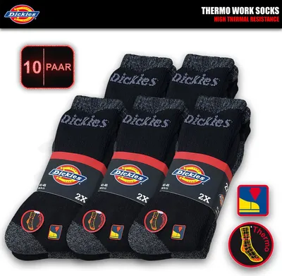 Produktbild von Dickies® 10 Paar Thermo Work Arbeitssocken wärmende warme Winter Socken Strümpfe Socks Größe 41-45, Schwarz/Grau