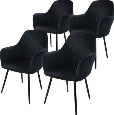 Produktbild von ML-Design 4er Set Esszimmerstuhl mit Rückenlehne, Schwarz, aus Samt