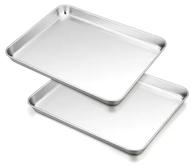 Produktbild von Set aus 2 rechteckigen Backblechen aus Edelstahl, 26,5 x 20,5 cm