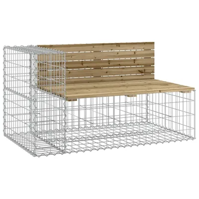 Image de vidaXL Banc de jardin en gabions 122x71x65,5 cm Bois de pin imprégné