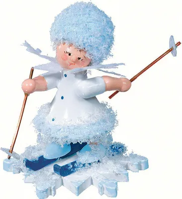 Produktbild von Schneeflöckchen mit Ski (5cm) von Drechslerei Kuhnert