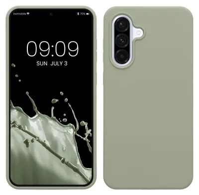 Produktbild von kwmobile Handyhülle für Samsung Galaxy A36 5G Hülle - Case Silikon - Kabelloses Laden - Schutzhülle Cover in Graugrün