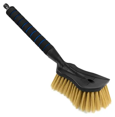 Image de Brosse de lavage pour voiture à poils souples, 44 cm de long, bleue, avec raccordement à l'eau