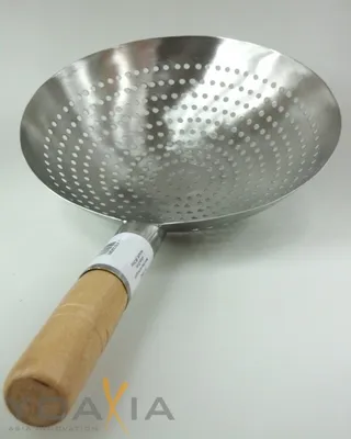 Produktbild von Wok-Sieb Ø 30cm Metallsieb mit Holzgriff Abtropfsieb Seiher Durchschlag Rundsieb