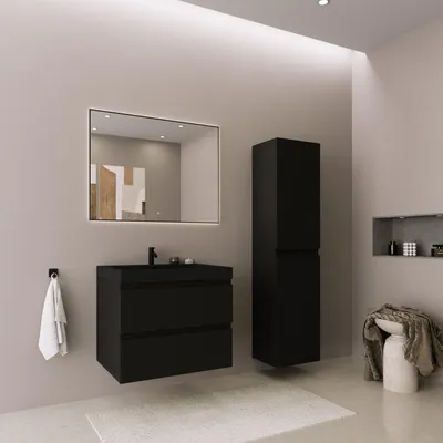 Zdjęcie produktu dla LOMAZOO zestaw mebli łazienkowych AVALON 60 cm, czarna umywalka