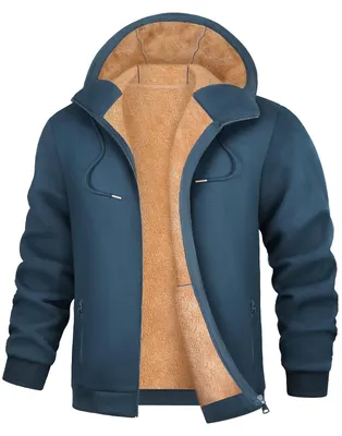 Immagine prodotto di Felpa con cappuccio da uomo, in pile, calda, con zip, ideale per l'inverno, stile casual