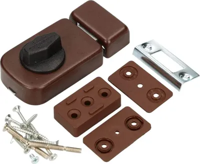 Obrázek produktu pro KOTARBAU® Přídavný zámek 50/60 mm hnědý Zámek na ráfek Přídavný zámek na dveře Otočný knoflík Přídavné zabezpečení Zámek na ráfek bez cylindrické vložky