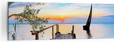 Produktbild von Bild auf Leinwand - Leinwandbild - Brücke See - 160x50cm - Wand Bild - Wanddeko - Wandbilder - Leinwanddruck - Bilder - Kunstdruck - Wanddekoration - Leinwand bilder - Wandkunst - AB160x50-4115