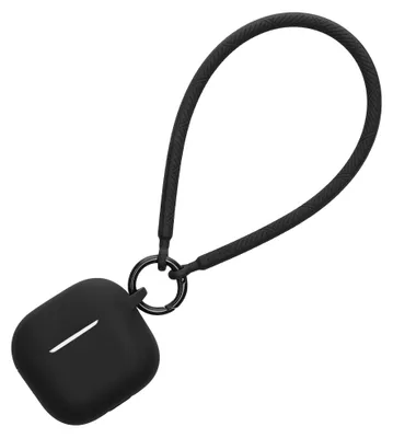 Produktbild von kwmobile Hülle kompatibel mit Apple Airpods 4 Kopfhörer - Silikon Schutzhülle Etui Case Cover - mit Handschlaufe Schwarz