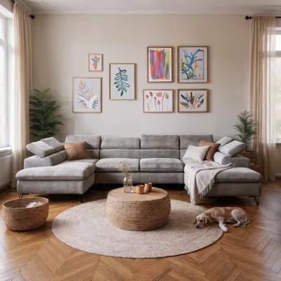Produktbild von U-Ecksofa 345×202 Hellgrau Schlaffunktion & 2 Bettkästen – Sofiland Reno U