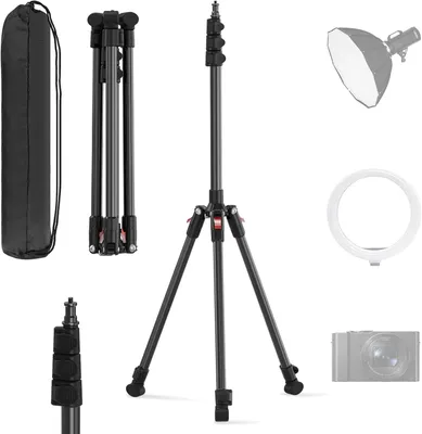 Image de Trépied en aluminium - Portable, réglable en hauteur, adapté pour l'éclairage de studio