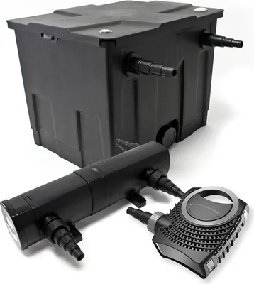 Produktbild von Wiltec Komplettset: CBF-350 Teichfilter bis 12000 L Teichfilteranlage als Durchlauffilter, NEO10000 SuperECO Teichpumpe 10000l/h 80W, CUV-224 Teichklärer UVC Klärer mit 24W