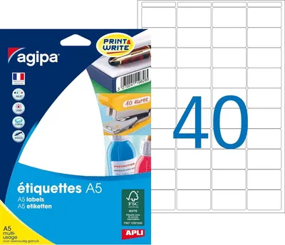Image de agipa Étiquettes universelles, 19,3 x 32 mm, blanc