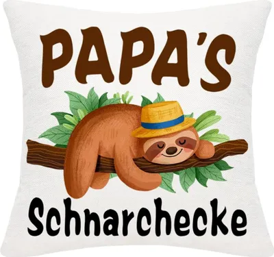 Productafbeelding van Kussensloop van linnen, cadeau voor papa, Vaderdag, luiaard, 45x45 cm