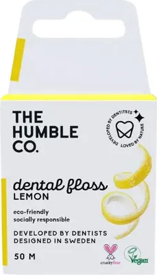 Immagine prodotto di The Humble Co. Filo interdentale Menta fresca Sviluppato da dentisti Progettato in Svezia Pulizia dei denti Sostenibile Riutilizzabile Vegan Senza crudeltà Confezione ecologica 50m